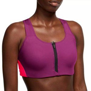 Nike High Support Front Zip Sports Bra, XS, Cactus Flower